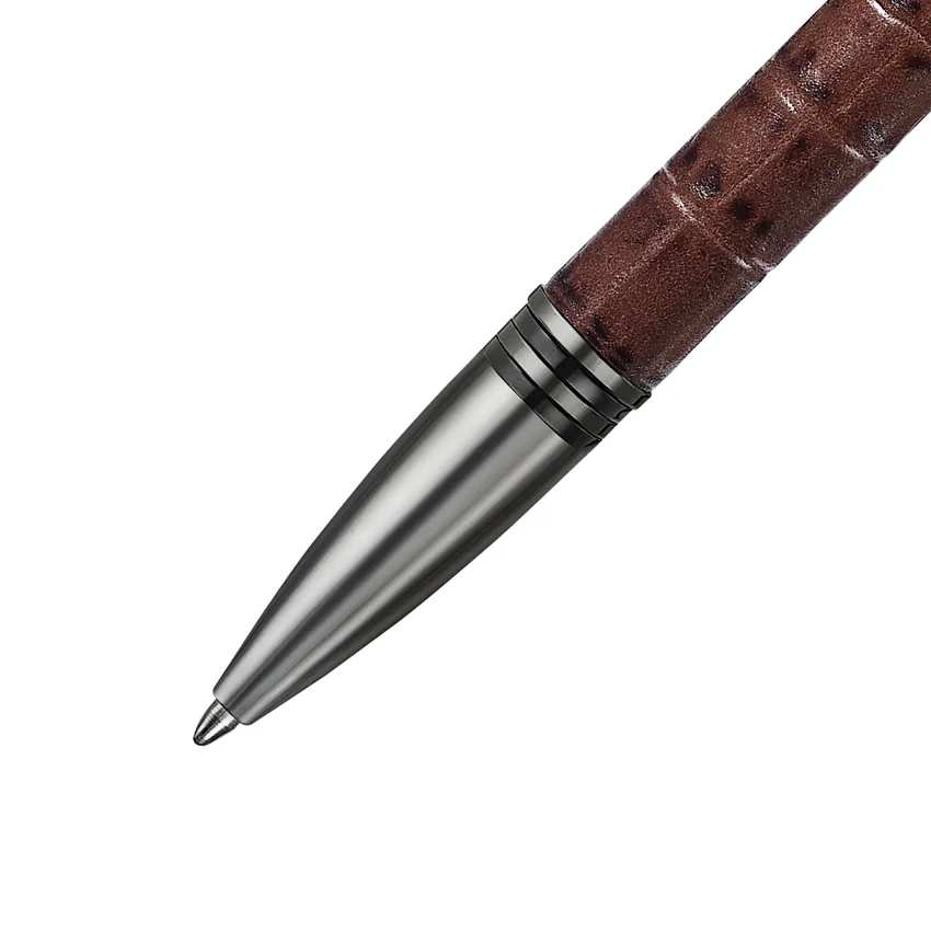 Lapis Bard Mandeville Croc-Textured Ballpoint Pen - Dark Brown
