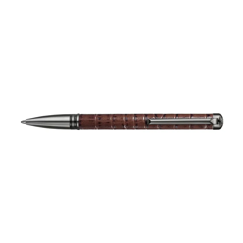 Lapis Bard Mandeville Croc-Textured Ballpoint Pen - Dark Brown