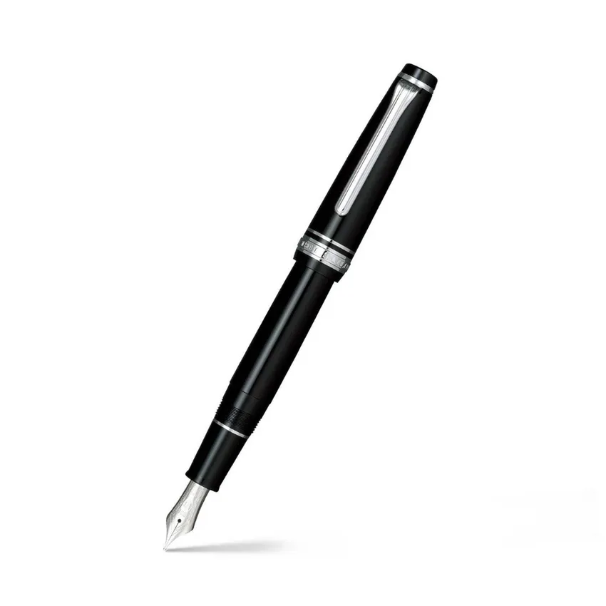 Sailor Professional Gear Slim Fountain Pen (14K Fine) Black with Rhodium-plated Trims