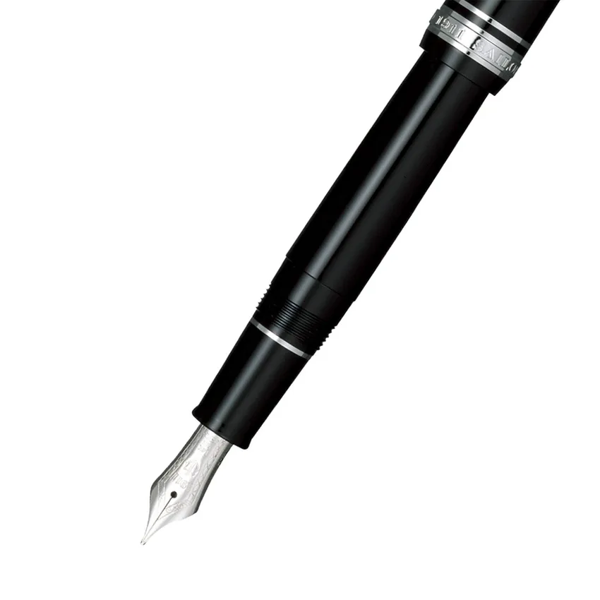 Sailor Professional Gear Slim Fountain Pen (14K Fine) Black with Rhodium-plated Trims