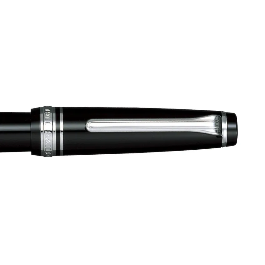 Sailor Professional Gear Slim Fountain Pen (14K Fine) Black with Rhodium-plated Trims