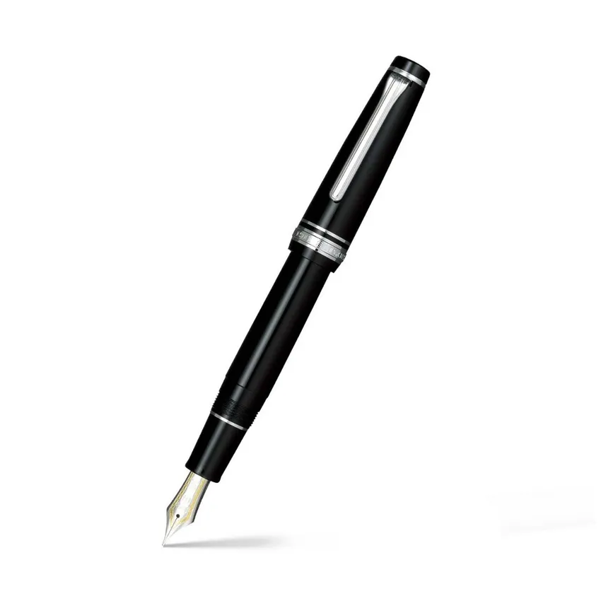 Sailor Professional Gear Fountain Pen (21K Medium) Black with Rhodium-plated Trims
