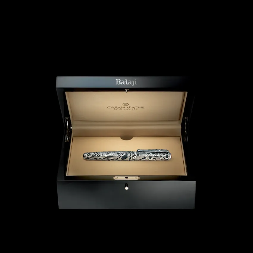 Caran d'Ache Limited Edition Balaji Fountain Pen (18K Medium) - Silver With Black Matte Lacquer