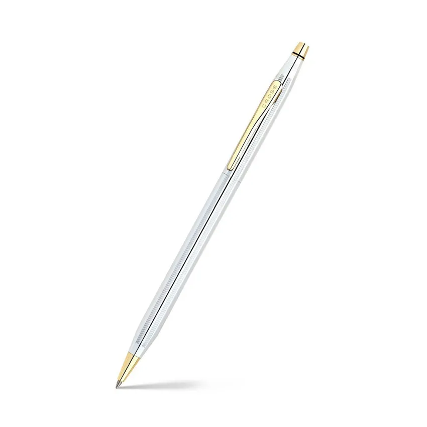 Cross 3302 Classic Century Medalist Ballpoint Pen Chrome With Gold Trims