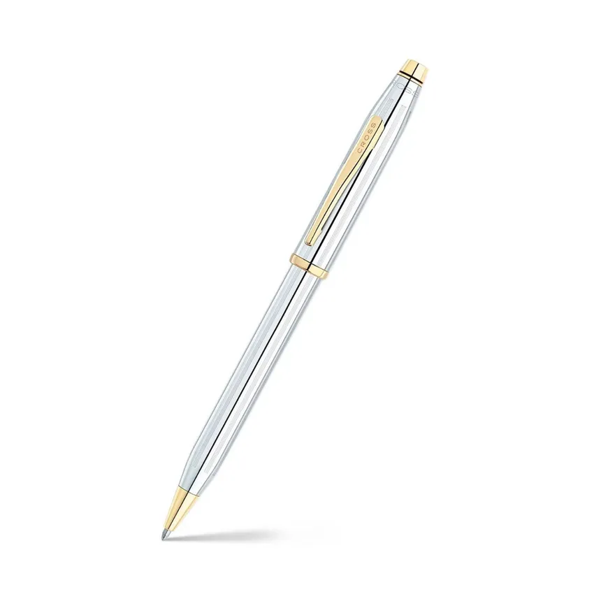 Cross 3302WG Century II Medalist Ballpoint Pen Chrome with Gold Trims