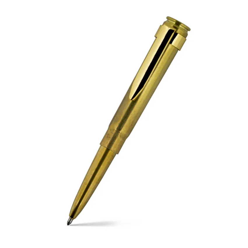 Fisher Space Genuine .375 Caliber H&H Mag Casing Cartridge Ballpoint Pen with Clip Raw Brass