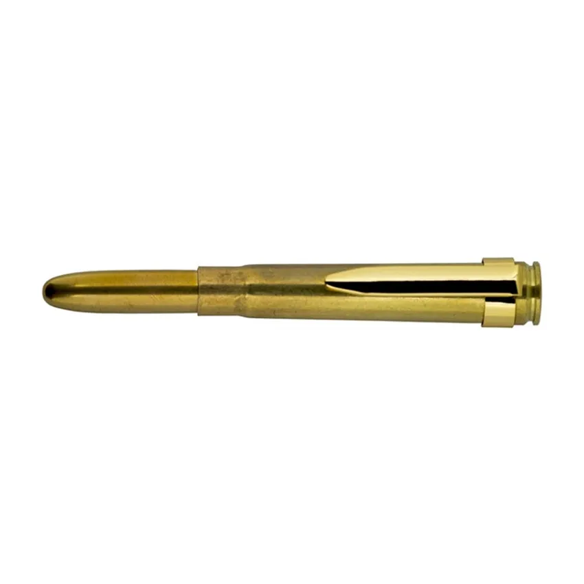 Fisher Space Genuine .375 Caliber H&H Mag Casing Cartridge Ballpoint Pen with Clip Raw Brass