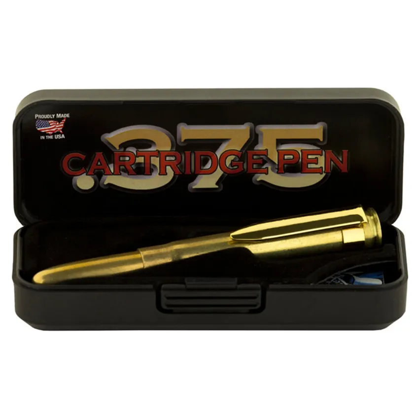 Fisher Space Genuine .375 Caliber H&H Mag Casing Cartridge Ballpoint Pen with Clip Raw Brass