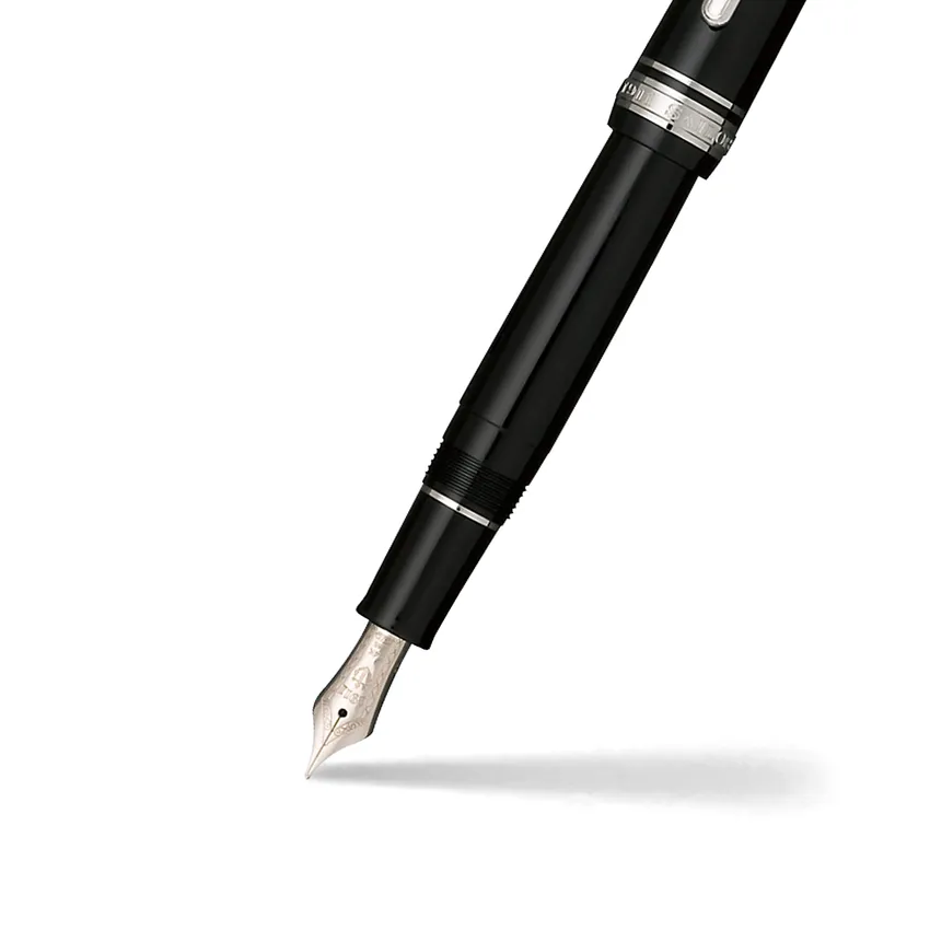 Sailor Professional Gear Slim Fountain Pen (14K Broad) Black with Rhodium-plated Trims