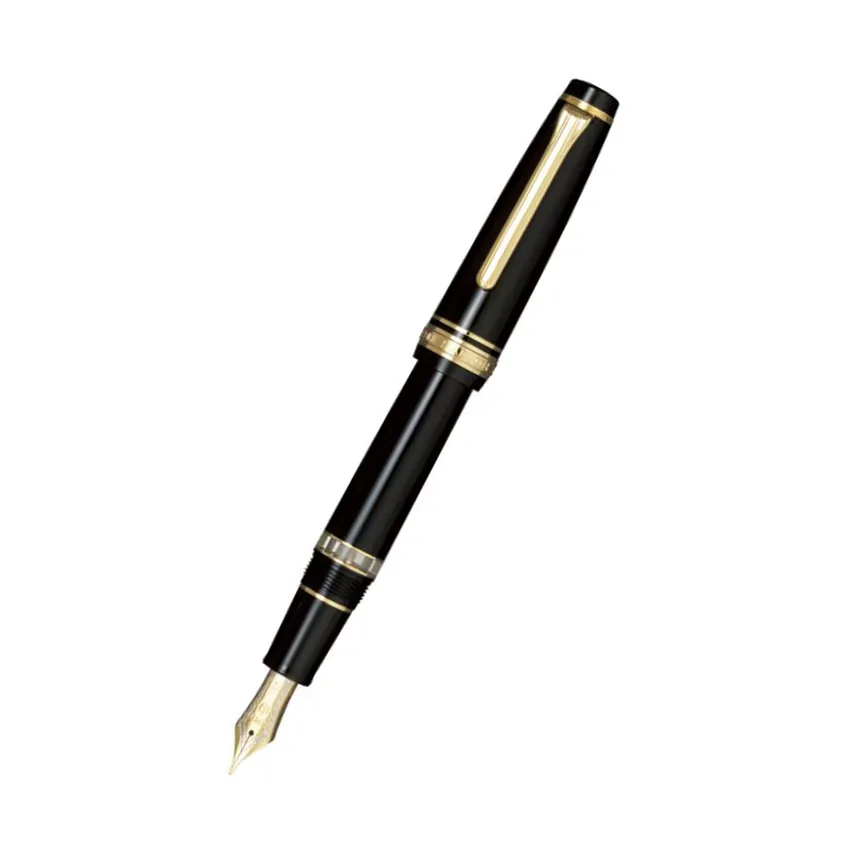 Sailor Professional Gear Realo Fountain Pen (21K Zoom) Black with Gold Trims