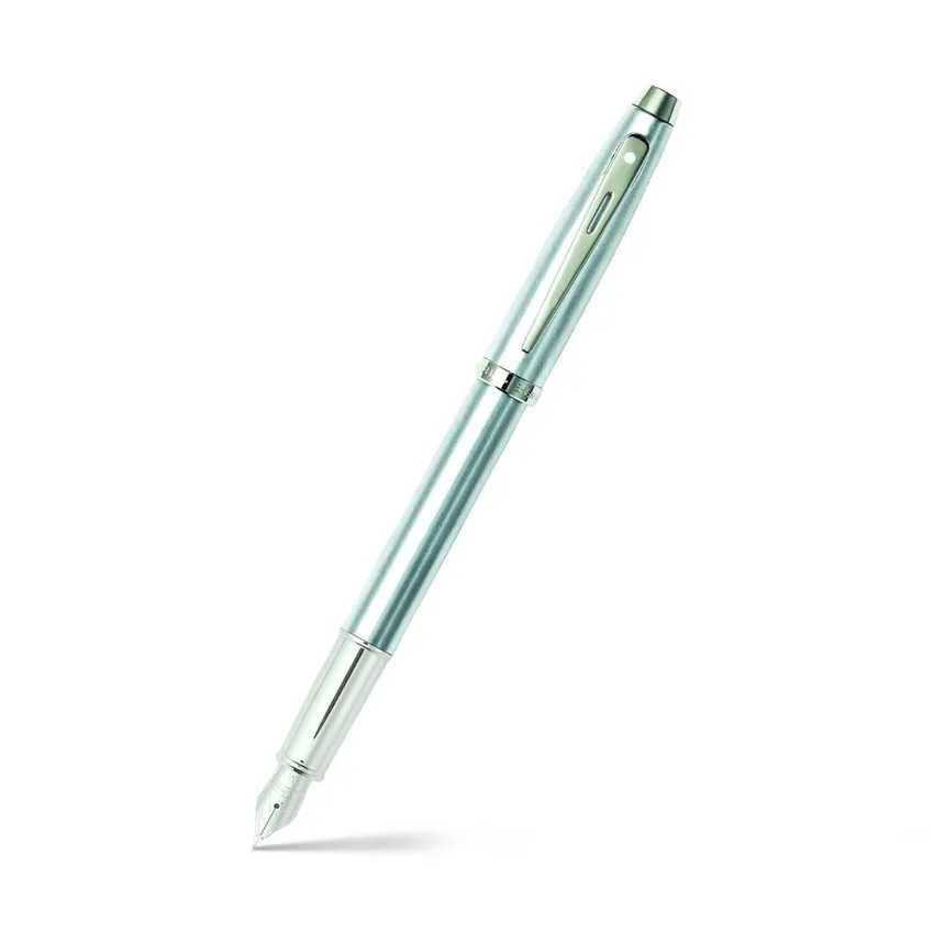 Sheaffer Gift 100 Fountain Pen (Fine) Brushed Chrome with Chrome-Plated Trim