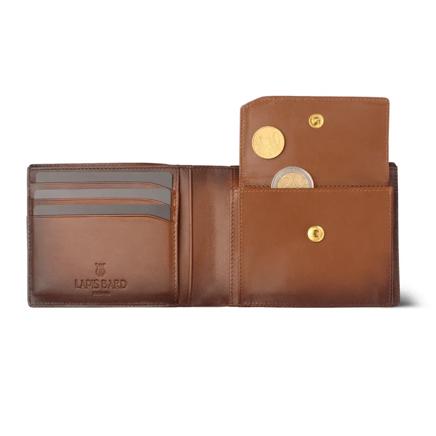 Lapis Bard Ducorium Bi-fold Wallet with Coin Pocket Cognac