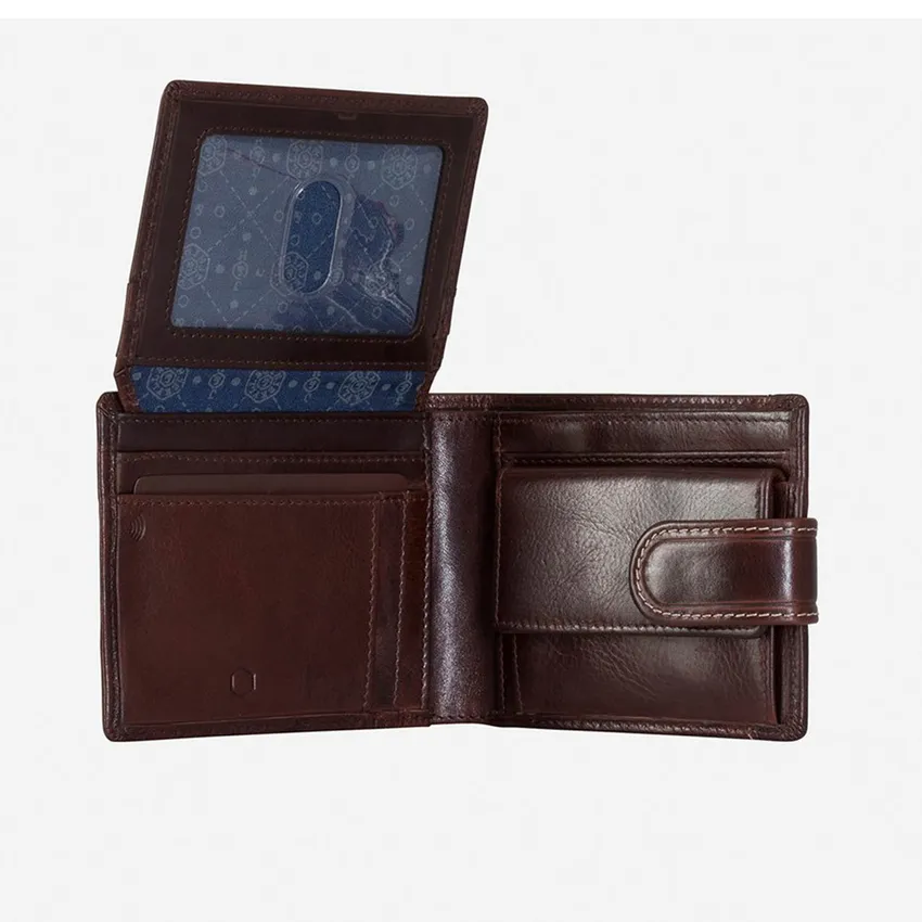 Jekyll & Hide 2791OXCO Oxford Bifold Wallet With Coin And Tab Closure - Coffee