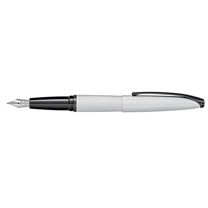 Cross 886-43MS ATX Fountain Pen Medium Brushed Chrome with Black Trims