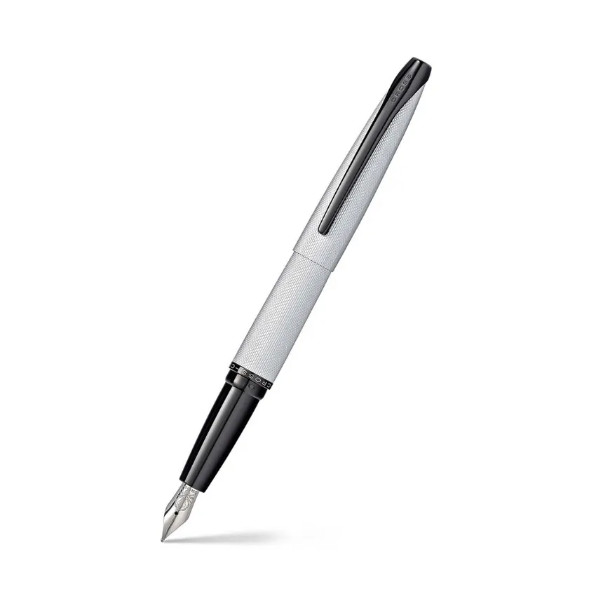 Cross 886-43MS ATX Fountain Pen Medium Brushed Chrome with Black Trims