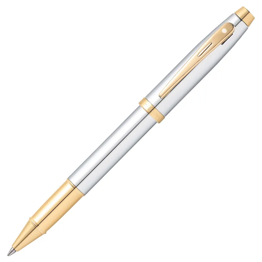 Sheaffer 9340 Gift 100 Rollerball Pen Bright Chrome with Gold Tone Trim