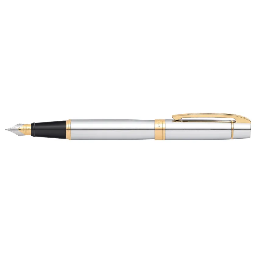 Sheaffer Gift 300 Fountain Pen (Medium) Bright Chrome with Gold Tone Trim