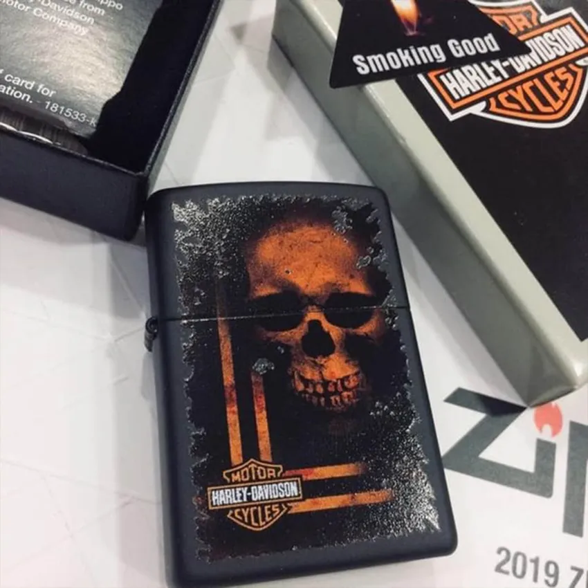 Zippo Lighter 29654 Harley-Davidson Skull Black