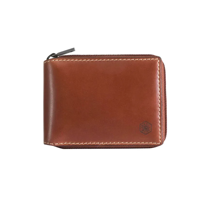 Jekyll & Hide 4295TECL Texas Large Zip Around Bifold Wallet With Coin Pouch - Clay