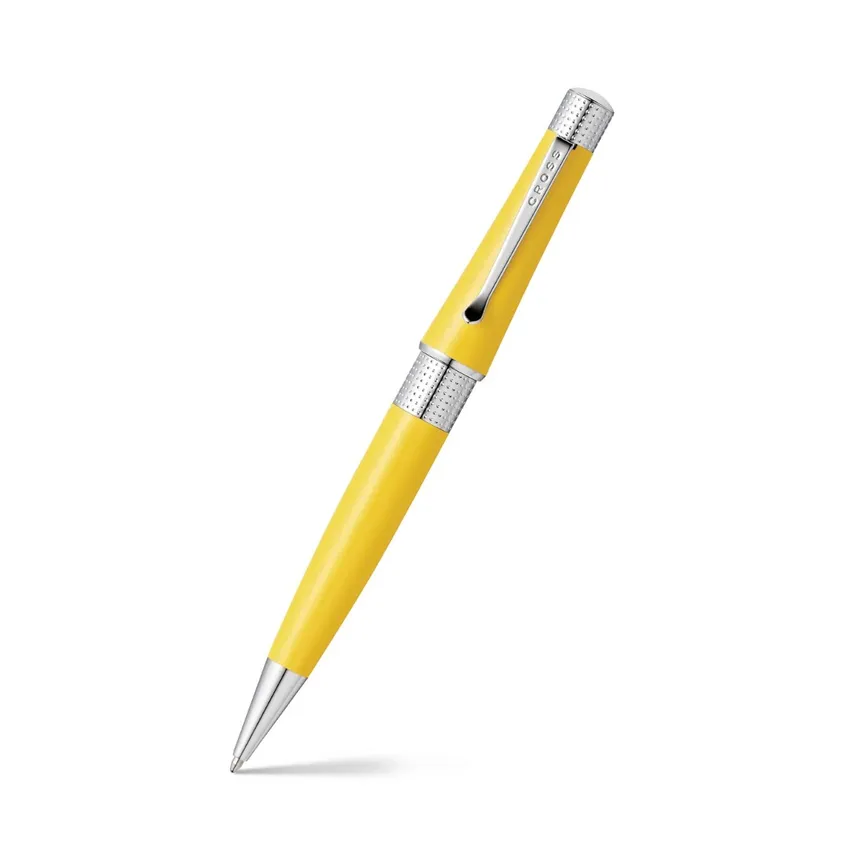Cross AT0492-20 Beverly Pearlescent Lacquer Ballpoint Pen Sunrise Yellow with Chrome Trims