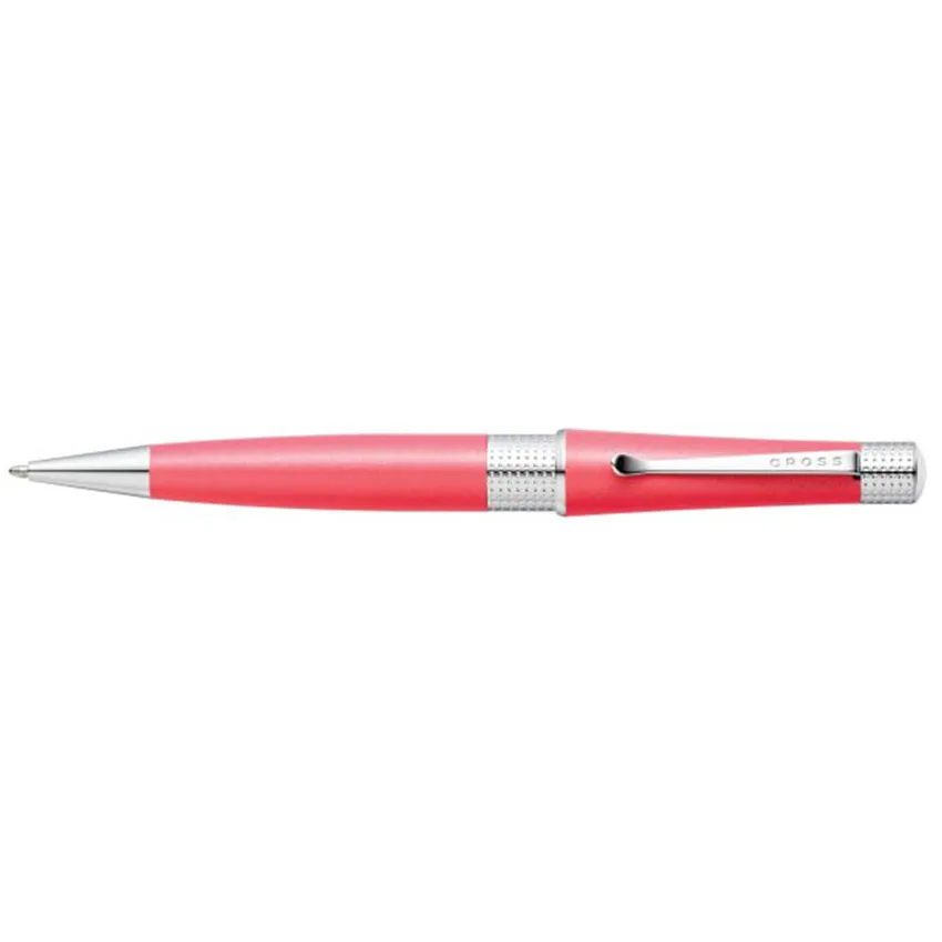 Cross AT0492-21 Beverly Pearlescent Lacquer Ballpoint Pen Coral with Chrome Trims