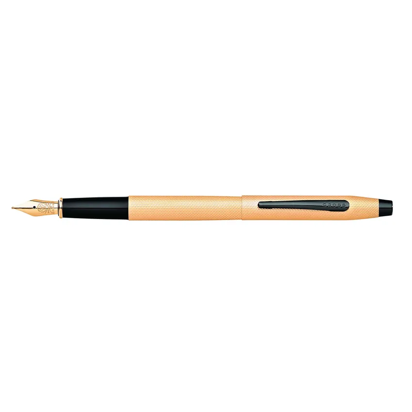 Cross AT0086-123MF Classic Century Fountain Pen Medium Brushed Rose Gold with Black Trims