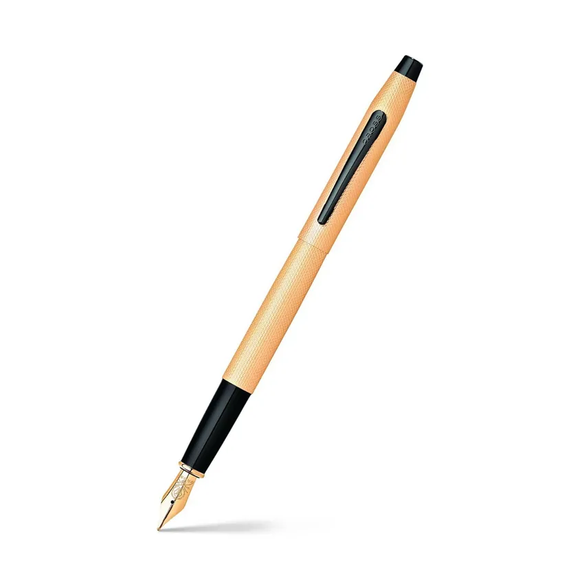 Cross AT0086-123MF Classic Century Fountain Pen Medium Brushed Rose Gold with Black Trims