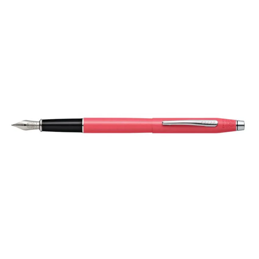 Cross AT0086-127MS Classic Century Pearlescent Lacquer Fountain Pen Medium Coral with Chrome Trims