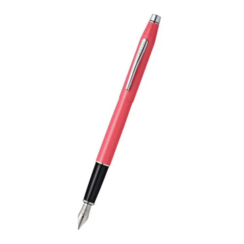 Cross AT0086-127MS Classic Century Pearlescent Lacquer Fountain Pen Medium Coral with Chrome Trims