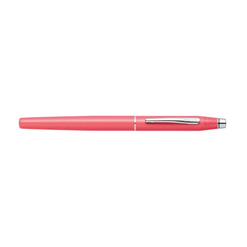 Cross AT0086-127MS Classic Century Pearlescent Lacquer Fountain Pen Medium Coral with Chrome Trims