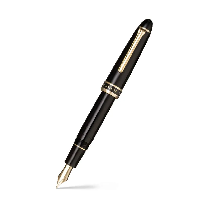 Sailor 1911 Large Naginata Emperor Fountain Pen (21K Broad) Black with Gold Trims