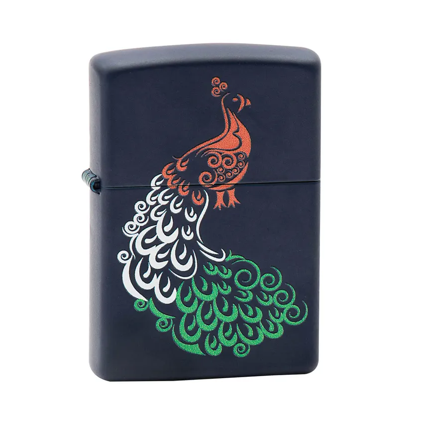 Zippo Lighter Peacock Design Blue