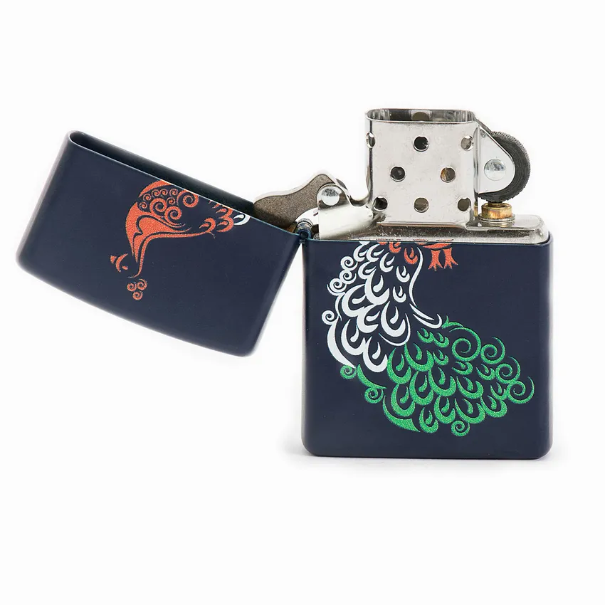 Zippo Lighter Peacock Design Blue