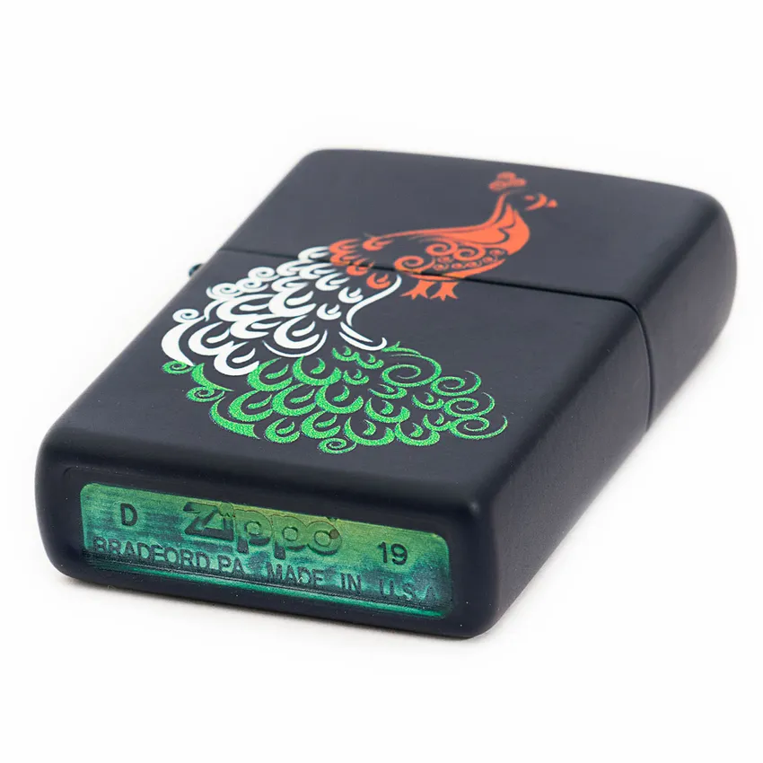 Zippo Lighter Peacock Design Blue