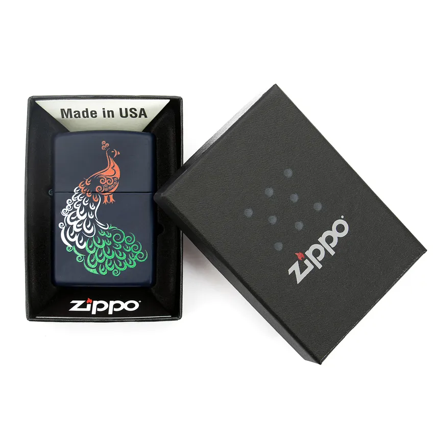 Zippo Lighter Peacock Design Blue