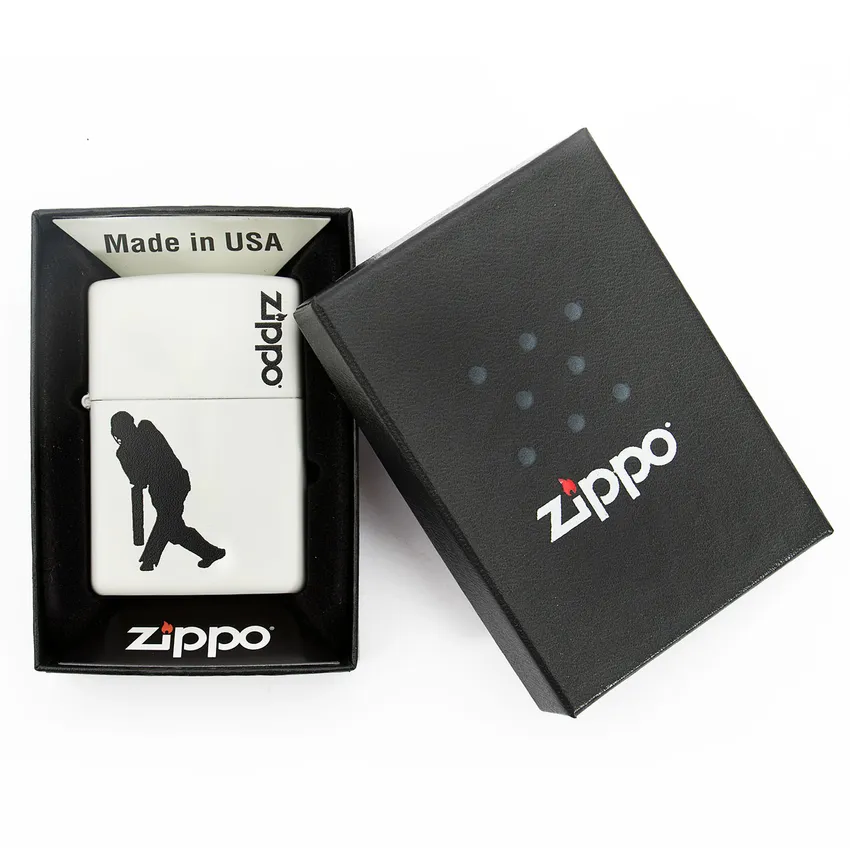 Zippo Lighter Cricket Design White