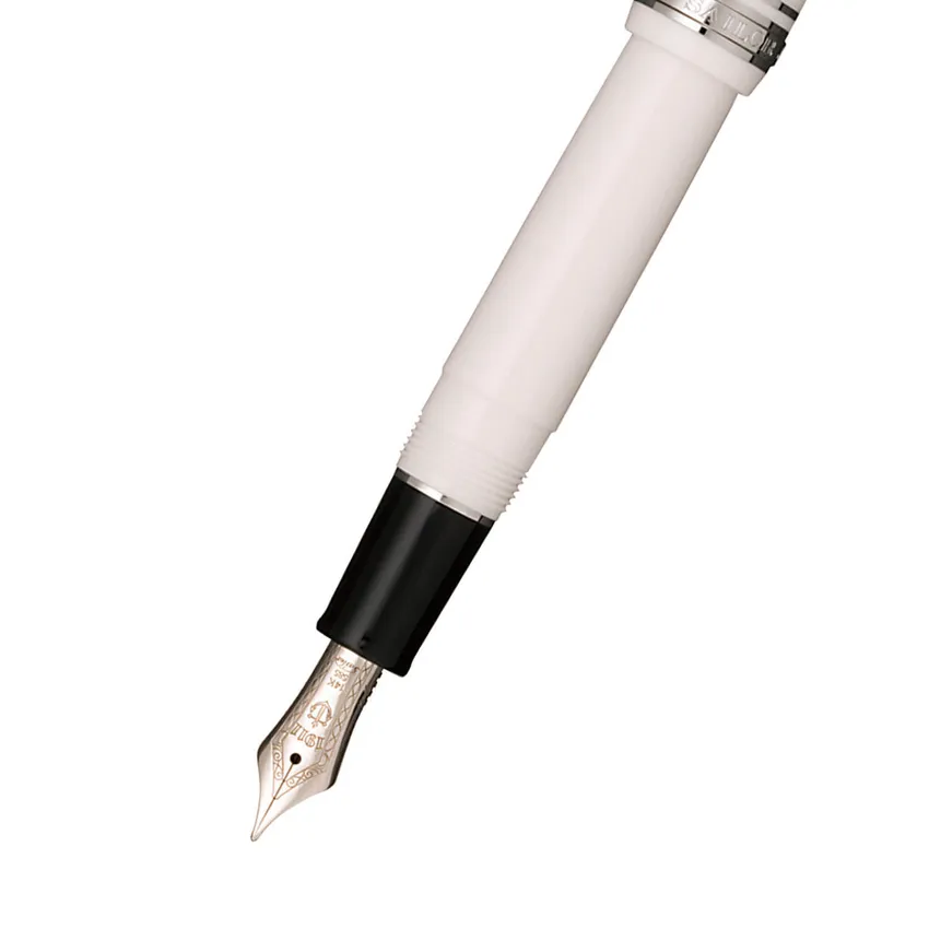Sailor Professional Gear Slim Fountain Pen (14K Fine) White With Rhodium Trims