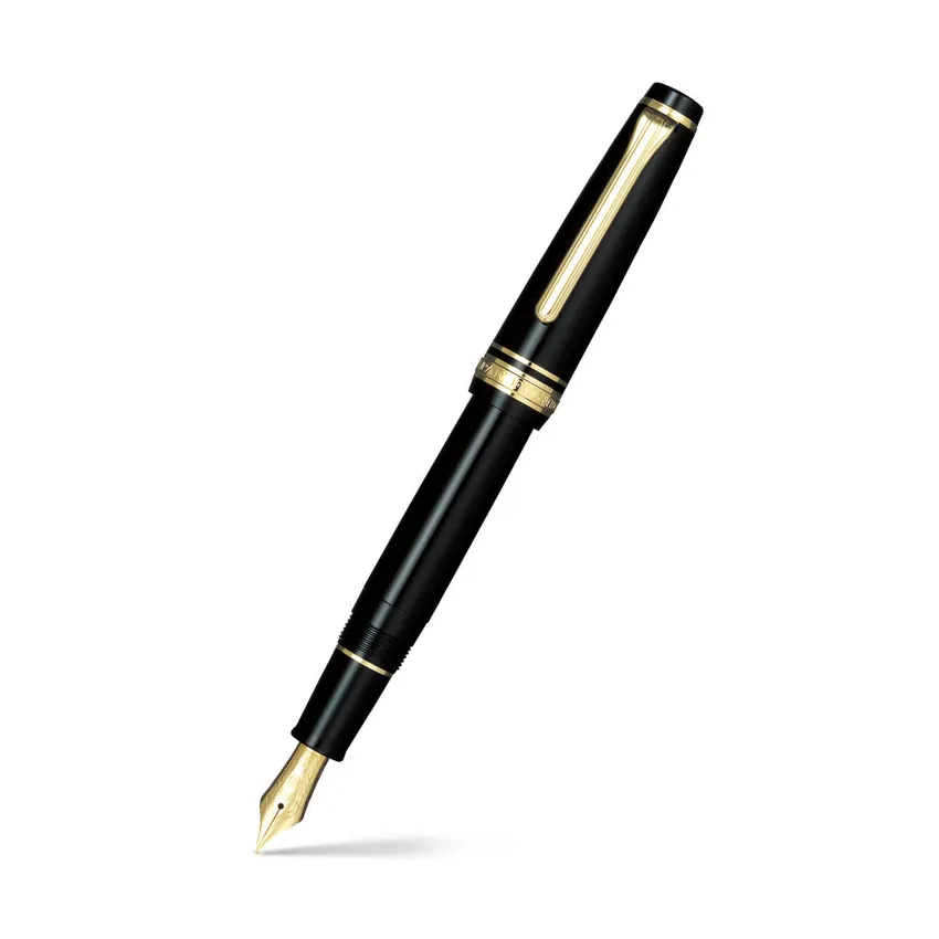 Sailor Professional Gear Slim 'Sapporo' Fountain Pen (14K Zoom) - Black With Gold Trims
