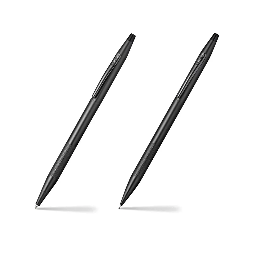Cross Gift Set Classic Century Ballpoint Pen With Mechanical Pencil Black PVD Micro Knurl