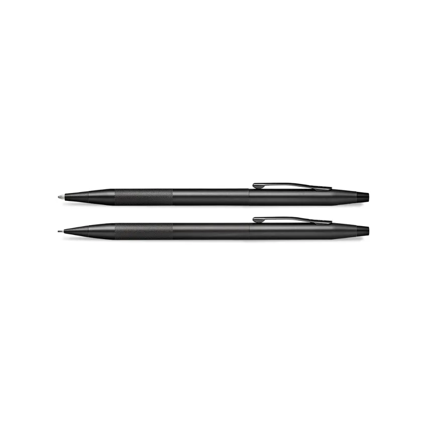 Cross Gift Set Classic Century Ballpoint Pen With Mechanical Pencil Black PVD Micro Knurl