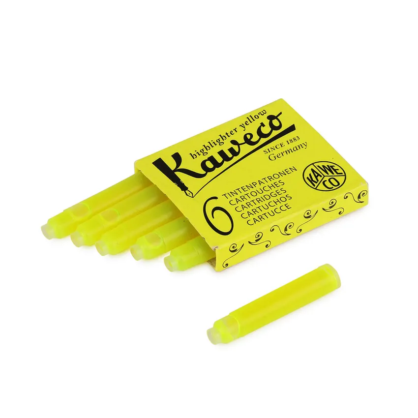 Kaweco 10001220 Ink Cartridge Pack of 6 Highlighter Yellow