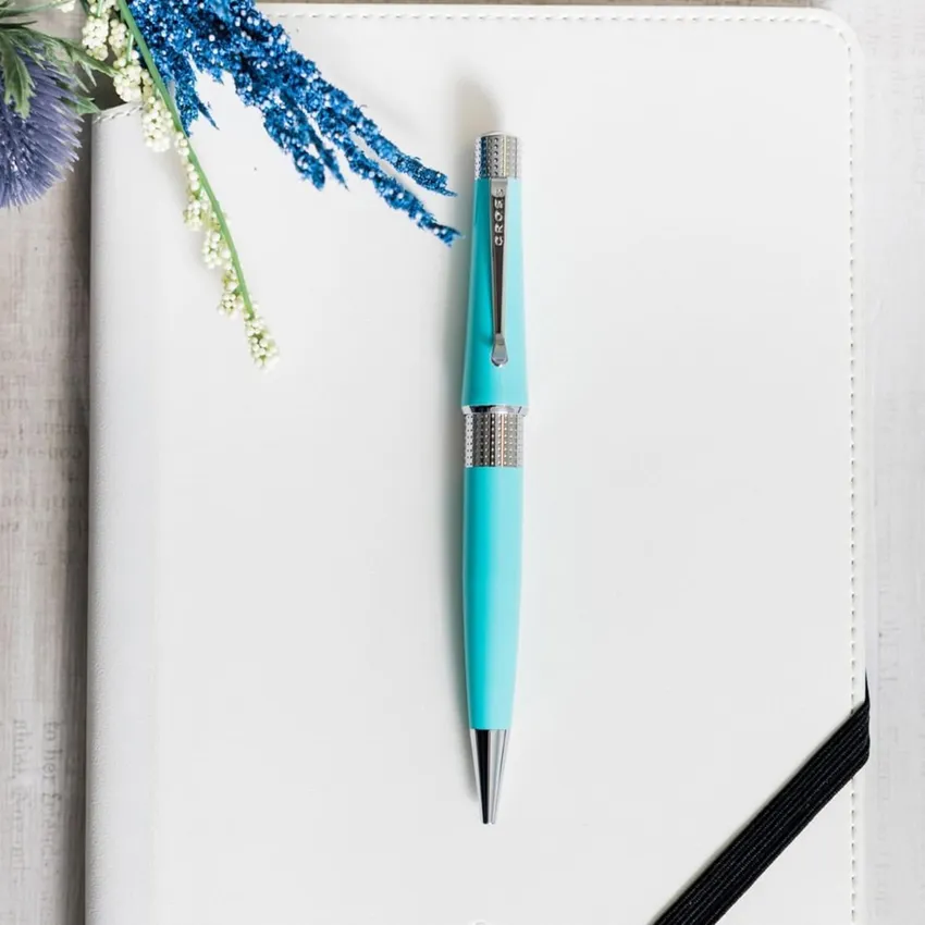Cross AT0492-18 Beverly Pearlescent Lacquer Ballpoint Pen Sea Foam with Chrome Trims