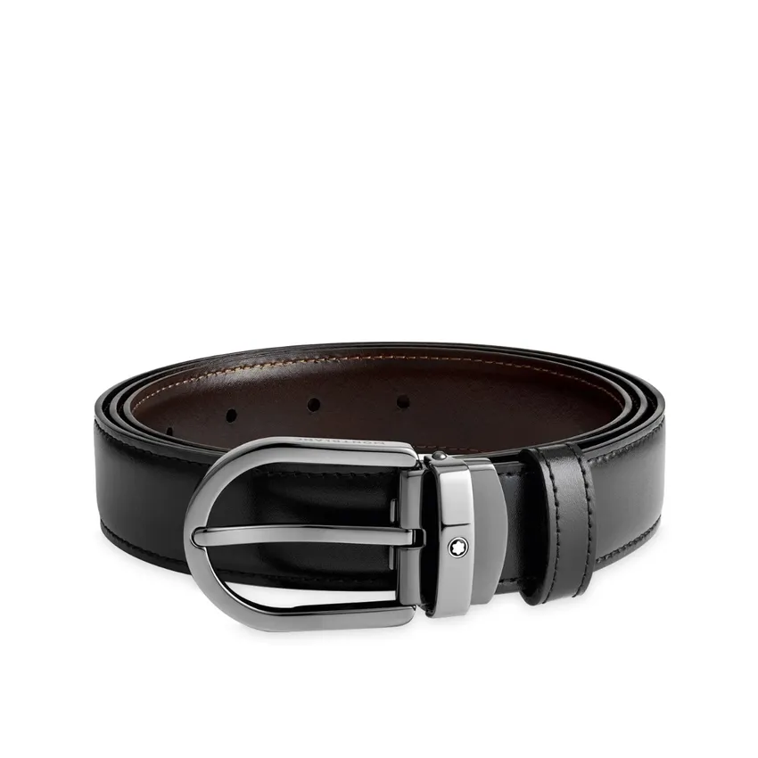 Montblanc 128803 Reversible Leather Belt (30mm) Black/Brown