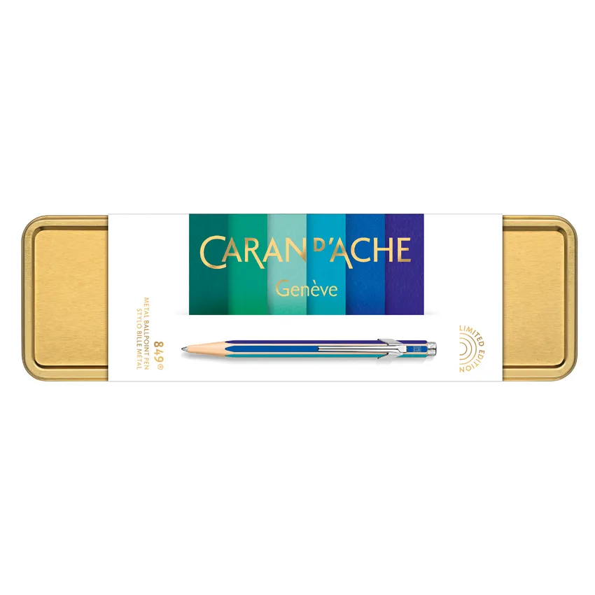 Caran d'Ache 849 2022 Limited Edition Colour Treasure Ballpoint Pen - Cold Rainbow Blue
