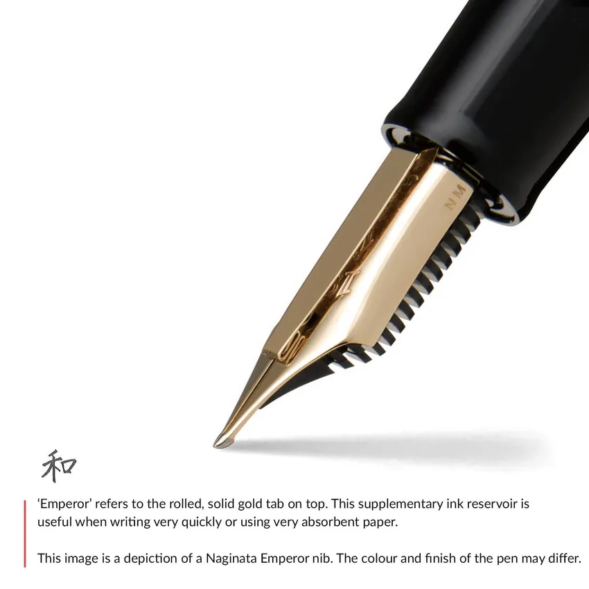 Sailor 1911 Large Naginata Emperor Fountain Pen (21K Broad) Black with Gold Trims