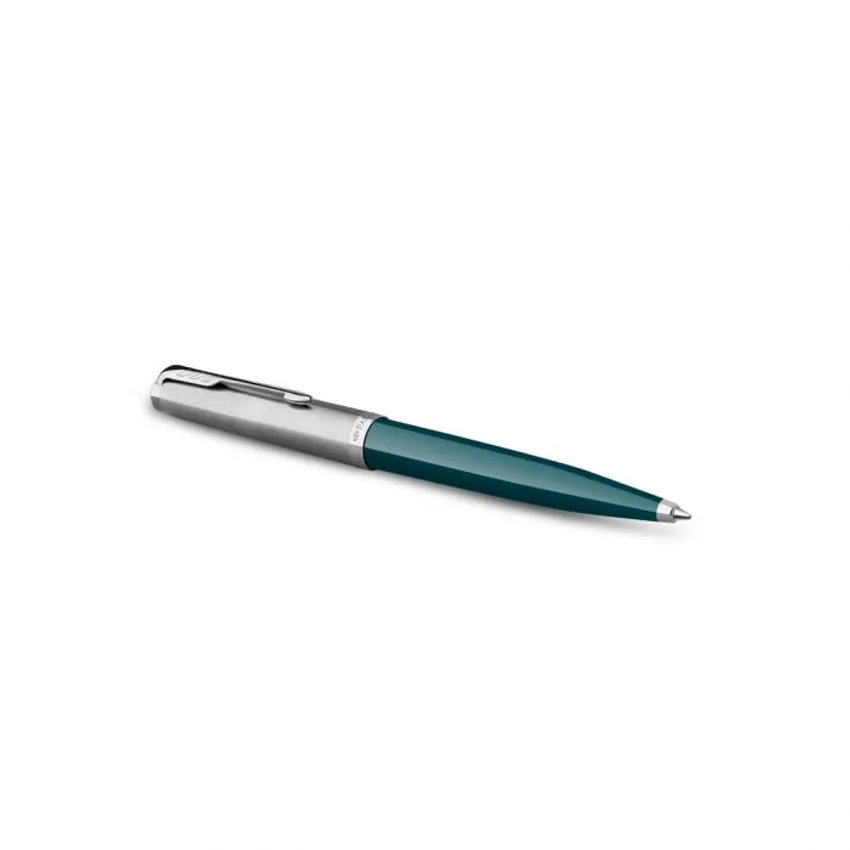 Parker 51 Teal Blue Chrome Trim Ballpoint Pen