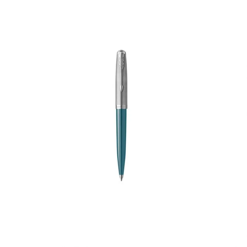 Parker 51 Teal Blue Chrome Trim Ballpoint Pen