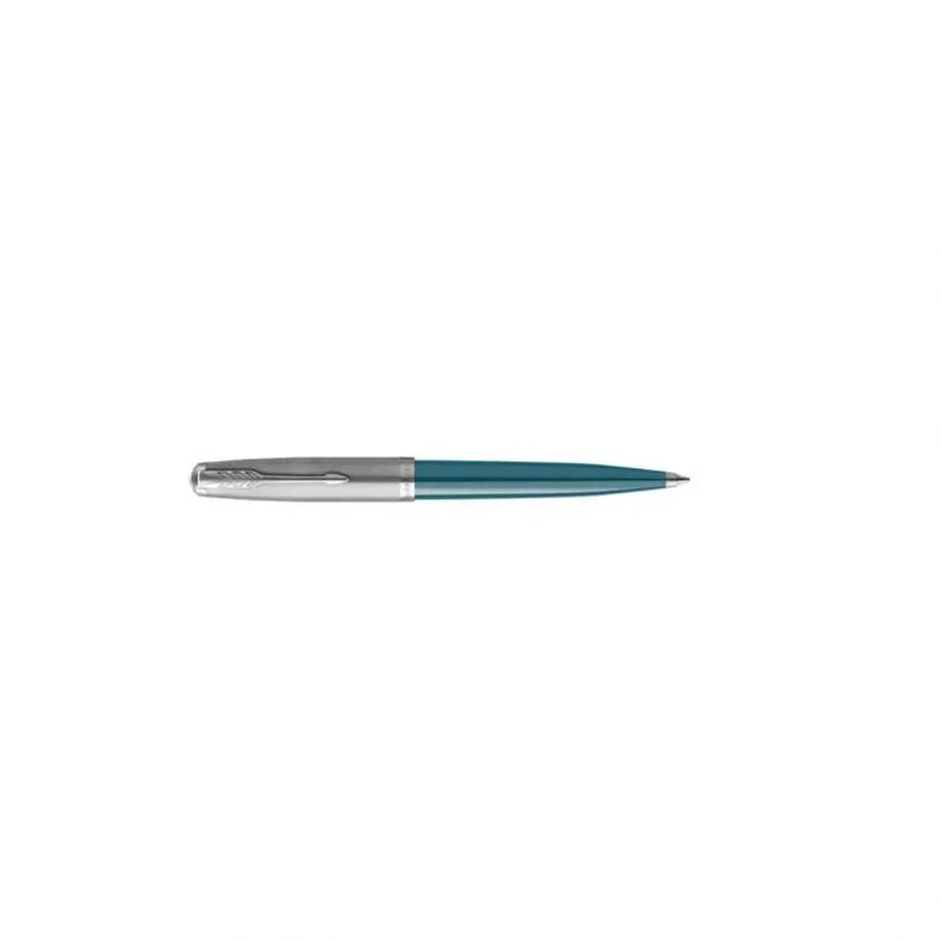 Parker 51 Teal Blue Chrome Trim Ballpoint Pen