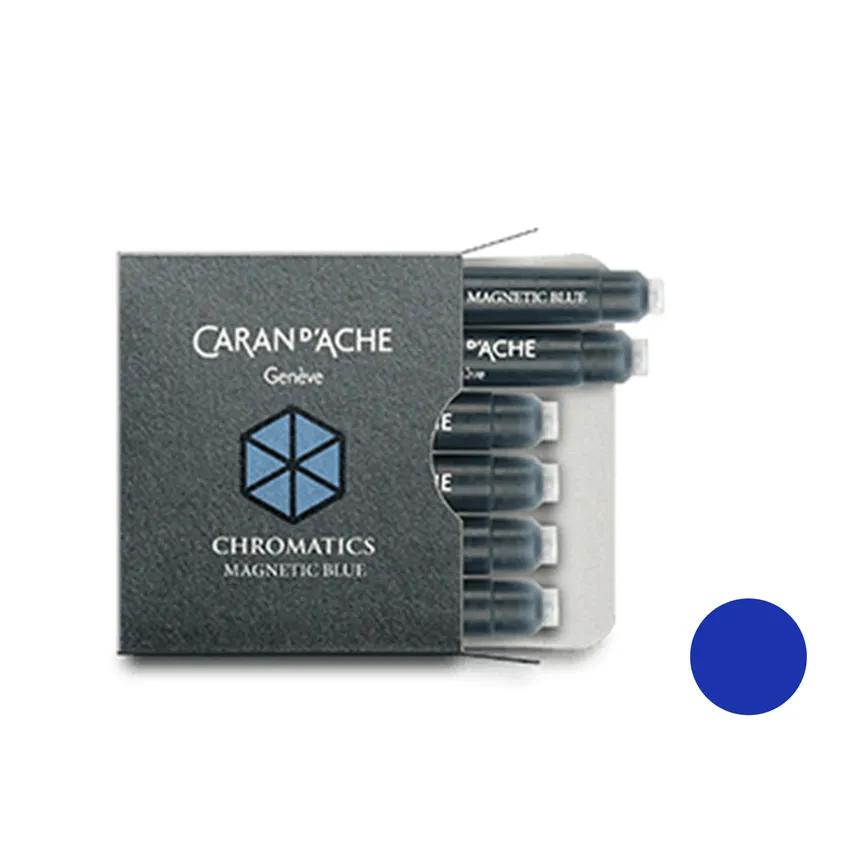 Caran d'Ache Chromatics Cartridge For Fountain Pen (Pack Of 6) Magnetic Blue