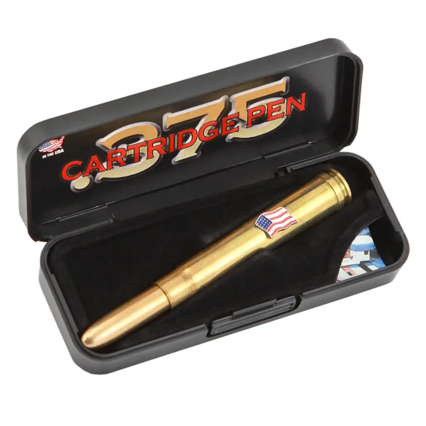 Fisher Space 375-Af Cartridge Ballpoint Pen With American Flag Emblem Raw Brass